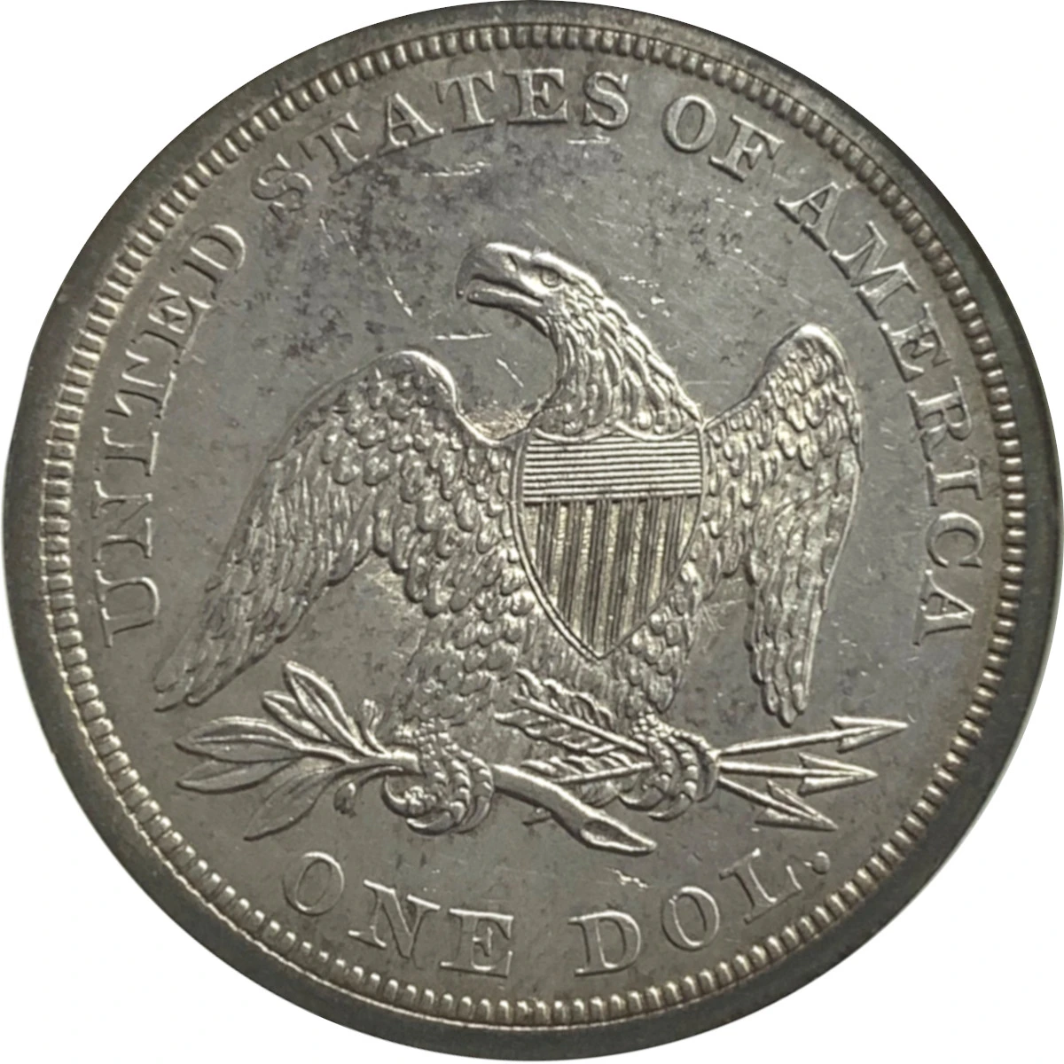 1844-$1-Liberty-Seated-Dollar-#1---Osburn-Cushing-1,-R2